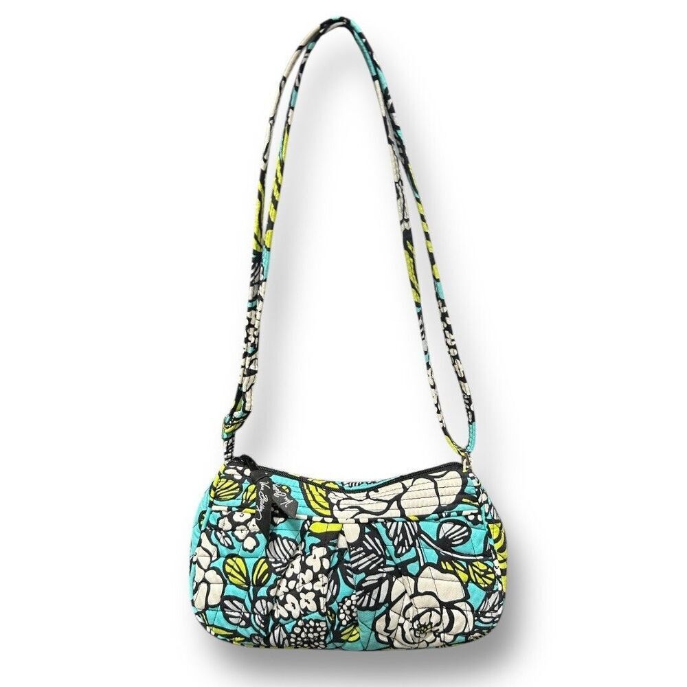 Vera Bradley‎ Blue Floral Crossbody Bag Small Quilted Cotton Adjustable Strap